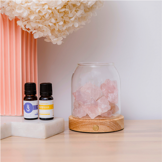 Crystal Light Diffuser with Cordless USB Wooden Base