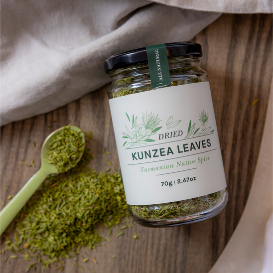 Dried Kunzea Leaf, styled product photograph