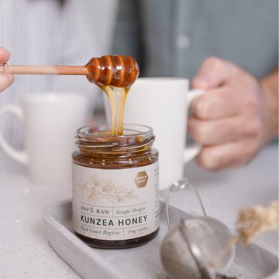 Kunzea Honey (North-East) - 100% Raw Tasmanian Honey, in use
