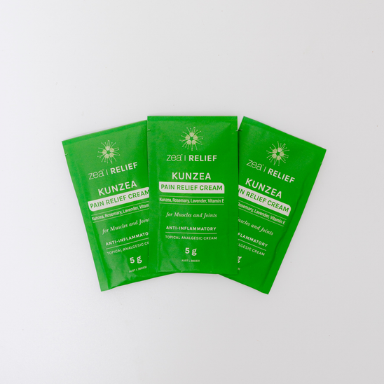 Kunzea Pain Relief Cream - Sample, 3 pack, on a plain background